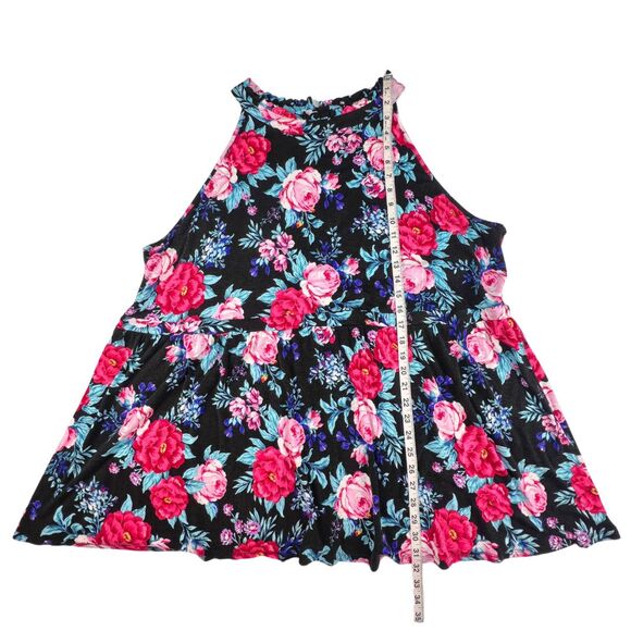 Torrid Halter 4X Floral Tropical Blooms Swing Top Flowy Blouse Relaxed Peplum - Picture 4 of 9